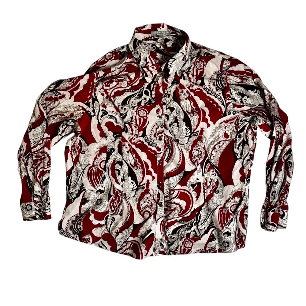 Foxcroft Wrinkle Free Paisley Button Down Shirt 20W Shaped Fit
